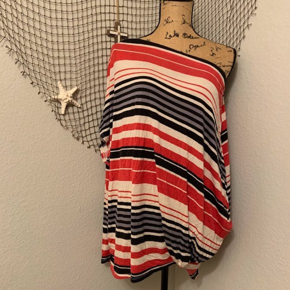 Promesa Tops - Promesa - Made in the USA Off the Shoulders Stripped Top Ladies L